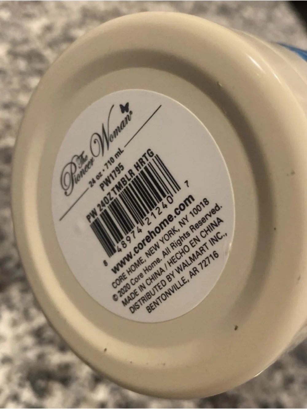 The Pioneer Woman Cream Tumbler with Blue Floral Pattern